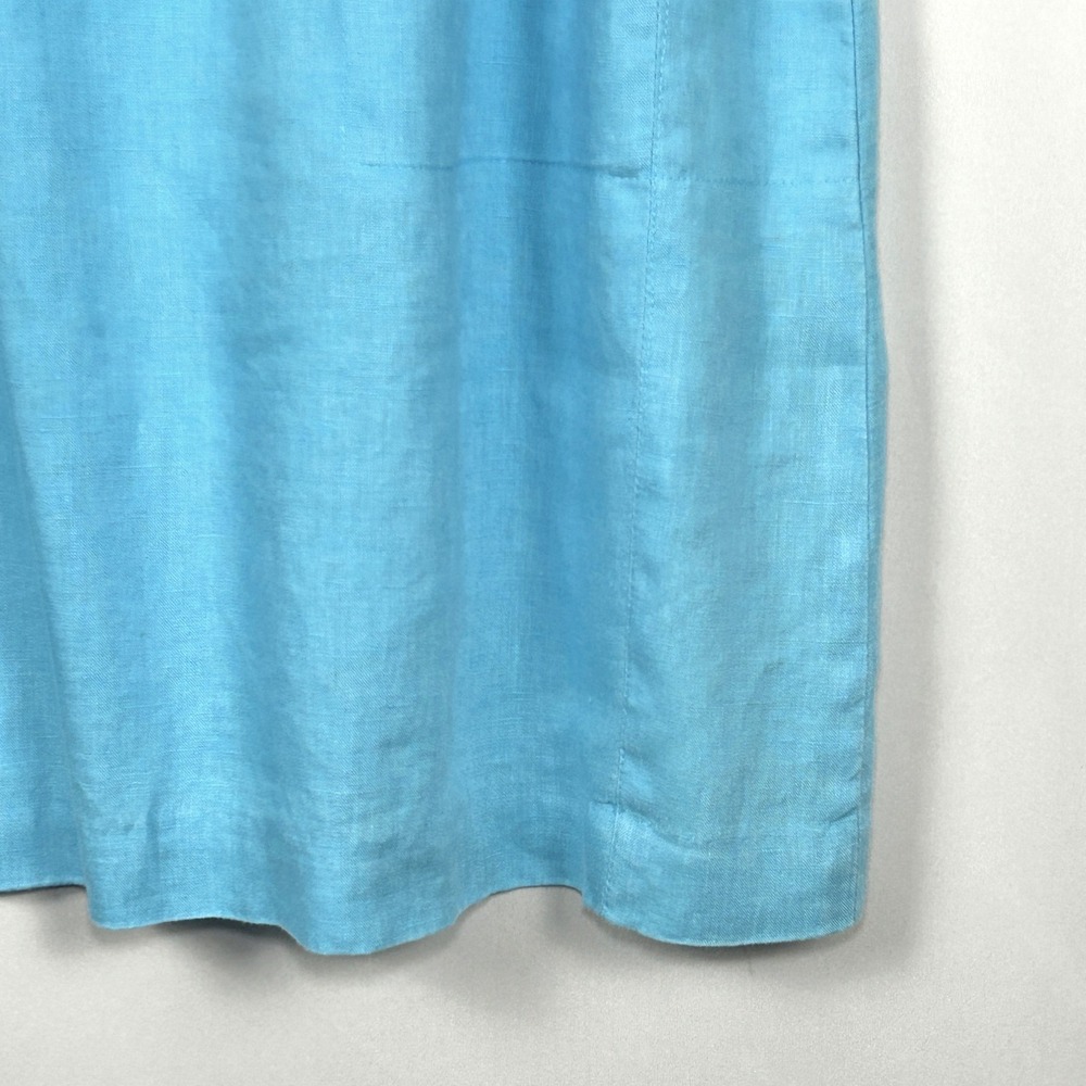 J.Jill‎ Love Linen Dress Womens Large Sleeveless Midi Coastal Wedding Guest Blue - Picture 9 of 10